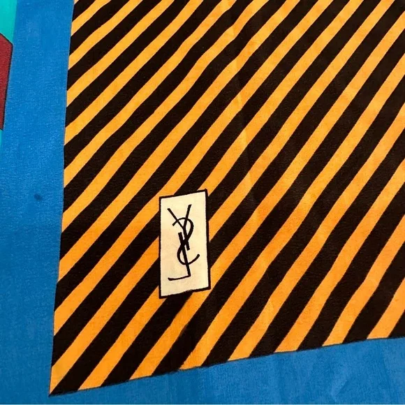 Vintage YSL Yves Saint Laurent Striped Silk Scarf - Picture 2 of 5